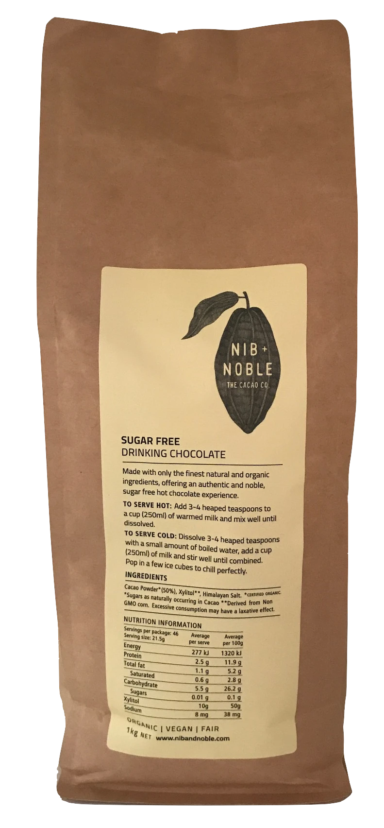 Sugar Free Organic Drinking Chocolate