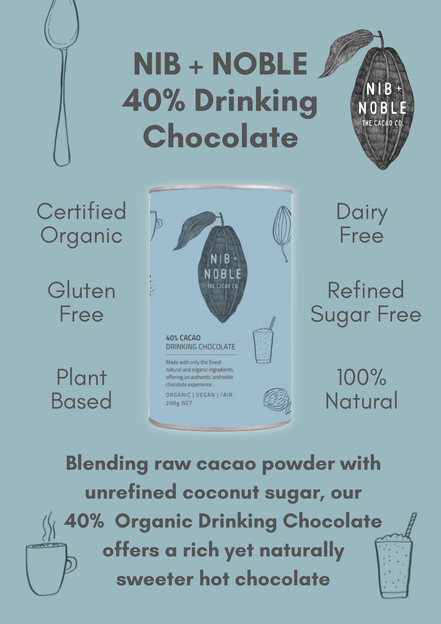 40% Cacao Organic Drinking Chocolate