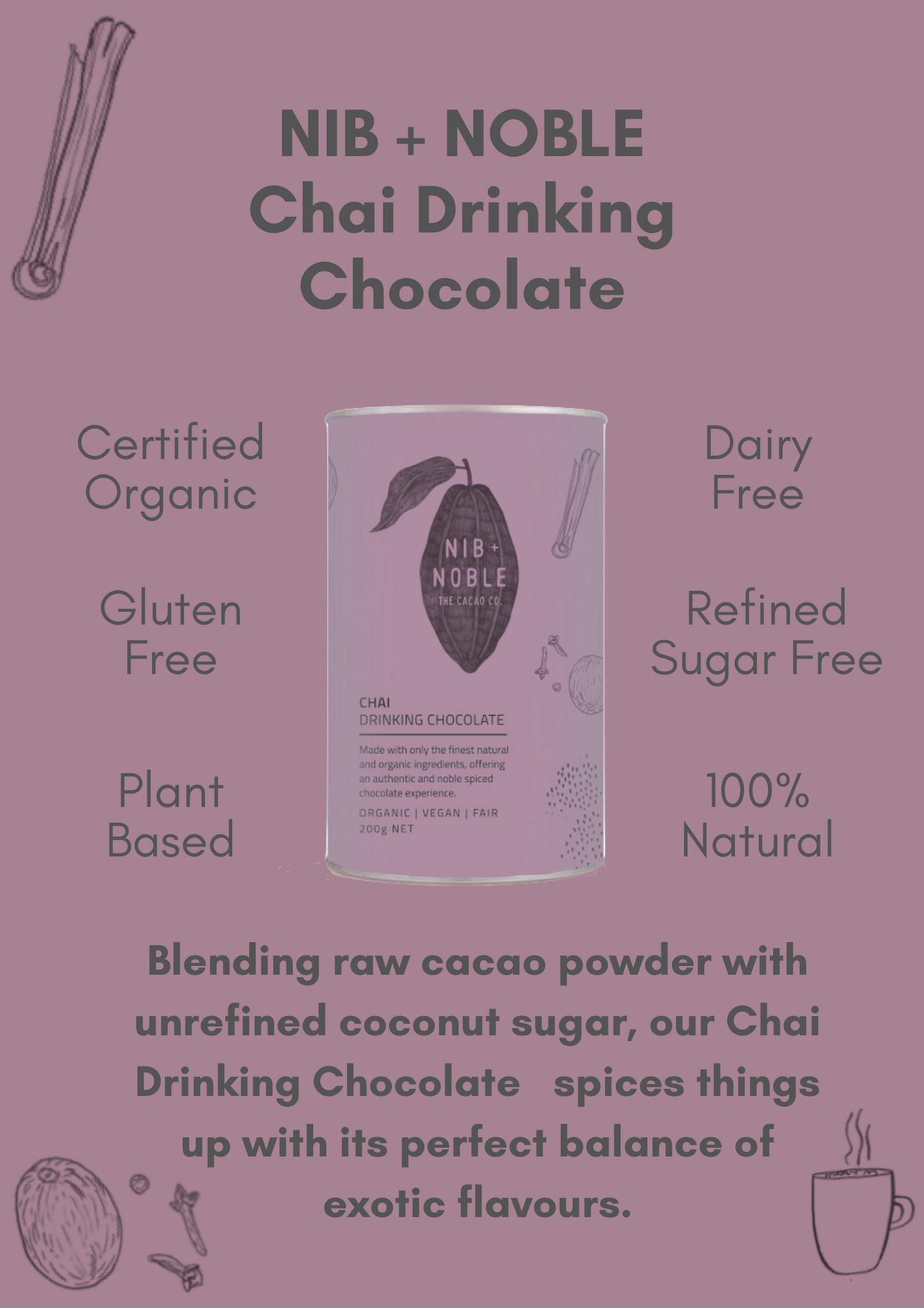 Organic Chai Hot Chocolate - Nib and Noble